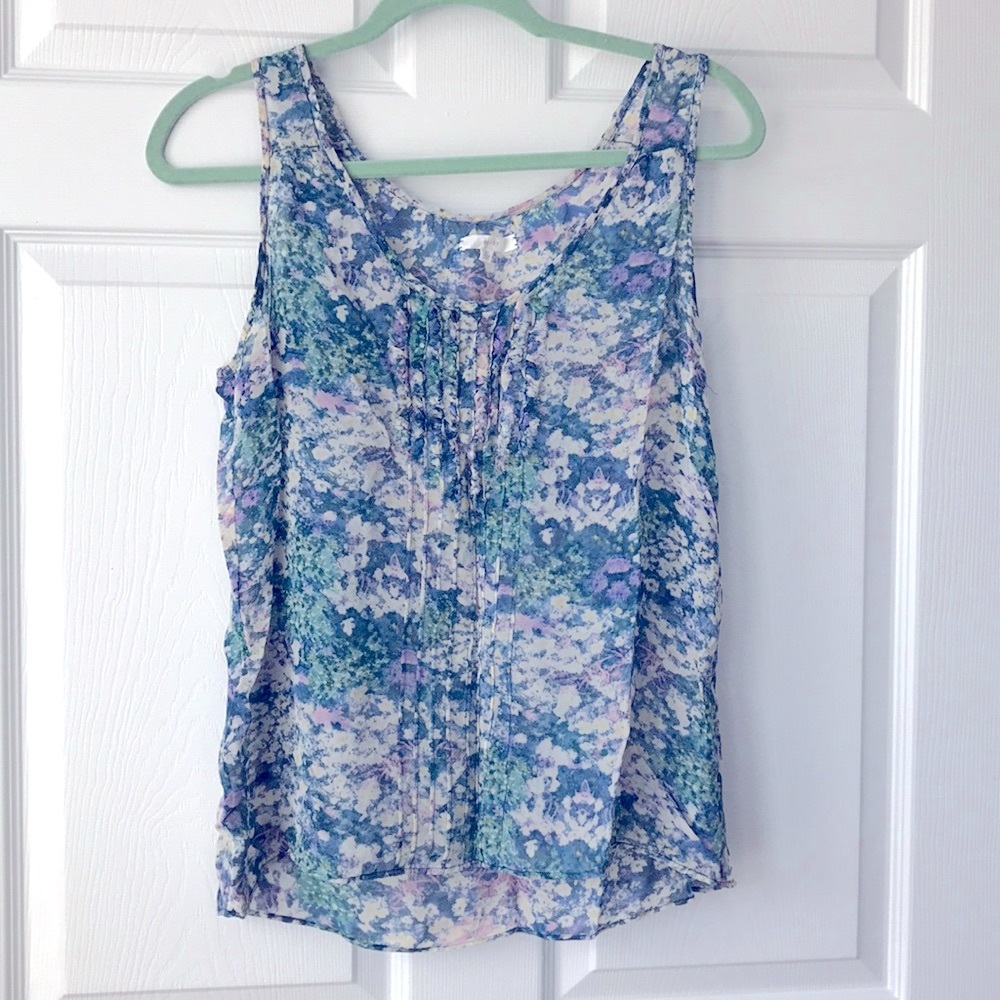 Medium Blue Green Silk Eliot Tank-top Shirt
